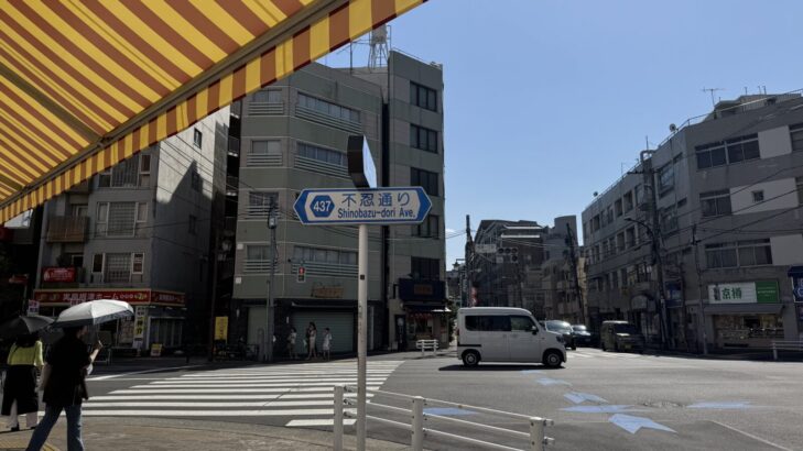 赤札堂が面している不忍通りの街並み